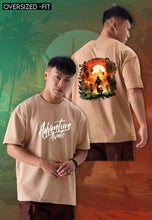 Load image into Gallery viewer, fanideaz Mens Half Sleeve Oversized Adventure Awaits Printed Cotton Tshirt