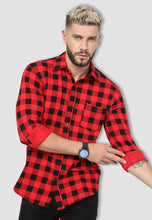 Load image into Gallery viewer, fanideaz Mens Checkered Cotton Lycra Full Sleeve Casual Shirts for Men