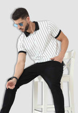 Load image into Gallery viewer, fanideaz Mens Half Sleeve Cotton Striped Branded Polo T-shirt for Mens