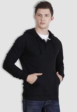 Load image into Gallery viewer, fanideaz Rich Cotton Sweatshirt Classic Black Henley Button Hoodies for Men Stylish