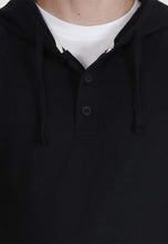 Load image into Gallery viewer, fanideaz Rich Cotton Sweatshirt Classic Black Henley Button Hoodies for Men Stylish