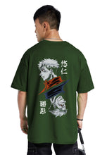 Load image into Gallery viewer, fanideaz Mens Half Sleeve Oversized Jujutsu Kaisen Printed Cotton Tshirt