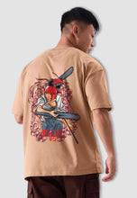 Load image into Gallery viewer, fanideaz Mens Half Sleeve Oversized Chainsaw Man Printed Cotton Tshirt