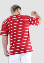 Load image into Gallery viewer, fanideaz Cotton Round Neck Striped Oversized Half Sleeve T-Shirt for Mens

