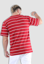 Load image into Gallery viewer, fanideaz Cotton Round Neck Striped Oversized Half Sleeve T-Shirt for Mens