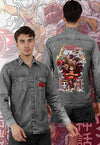 fanideaz Branded Mens Full Sleeve Cotton Anime Printed Denim Shirt for Men