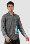 fanideaz Branded Mens Full Sleeve Cotton Anime Printed Denim Shirt for Men