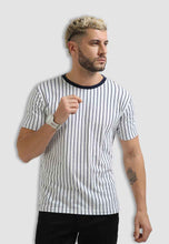 Load image into Gallery viewer, fanideaz Mens Cotton Half Sleeve Striped Round Neck T Shirt
