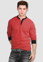 Load image into Gallery viewer, fanideaz Men’s Cotton Full Sleeve Henley Orange Melange T Shirts for Men
