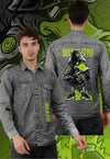 fanideaz Branded Mens Full Sleeve Cotton Anime Printed Denim Shirt for Men