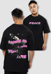 fanideaz Mens Half Sleeve Oversized Peace Printed Cotton Tshirt