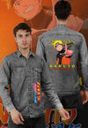 fanideaz Branded Mens Full Sleeve Cotton Anime Printed Denim Shirt for Men