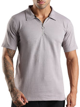 Load image into Gallery viewer, fanideaz Mens Jacquard Tshirt and Modern Zipper Polo  T-Shirts for Men
