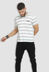 fanideaz Mens Cotton Half Sleeve Branded Polo White and gray T Shirt with Collar