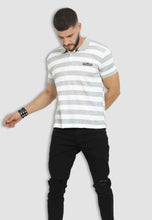 Load image into Gallery viewer, fanideaz Mens Cotton Half Sleeve Branded Polo White and gray T Shirt with Collar
