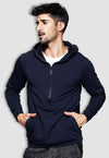 fanideaz Men's Cotton Navy Blue Hooded Sweatshirt with Leather Zip