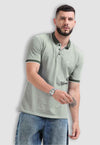 fanideaz Mens Half Sleeve Cotton Bird Eye Textured Branded Polo T-Shirt for Mens