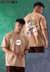 fanideaz Mens Half Sleeve Oversized Demon Slayer Printed Cotton Tshirt