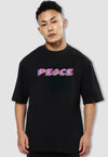 fanideaz Mens Half Sleeve Oversized Peace Printed Cotton Tshirt
