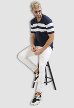 Load image into Gallery viewer, fanideaz Mens Cotton Half Sleeve Striped Polo T Shirt with Collar

