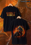 fanideaz Mens Half Sleeve Oversized Ghost Rider Printed Cotton Tshirt