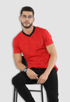 fanideaz Men’s Cotton Half Sleeve Classic Red V Neck T Shirt
