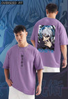 fanideaz Mens Half Sleeve Oversized Jujutsu Kaisen Printed Cotton Tshirt
