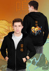 fanideaz Mens Cotton Graphic Zenitsu Agatsuma Printed Zip Hooded Sweatshrits for Men