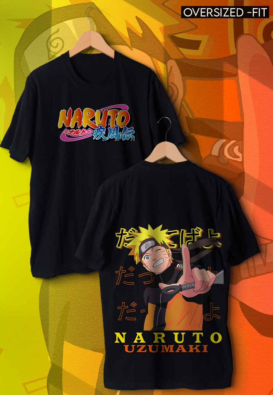 fanideaz Mens Half Sleeve Oversized Anime Naruto Printed Cotton Tshirt