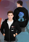 fanideaz Mens Cotton Graphic Tanjiro Kamado Printed Zip Hooded Sweatshrits for Men
