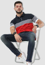 Load image into Gallery viewer, fanideaz Branded Men’s Half Sleeve Red with White Contrast Striped Polo T shirt
