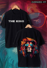 Load image into Gallery viewer, fanideaz Mens Half Sleeve Oversized The King Printed Cotton Tshirt
