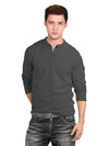 fanideaz Men’s Cotton Full Sleeve Henley Graphite Charcoal T Shirts for Men