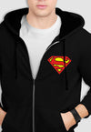 fanideaz Mens Cotton Graphic Super Man Printed Zip Hooded Sweatshrits for Men