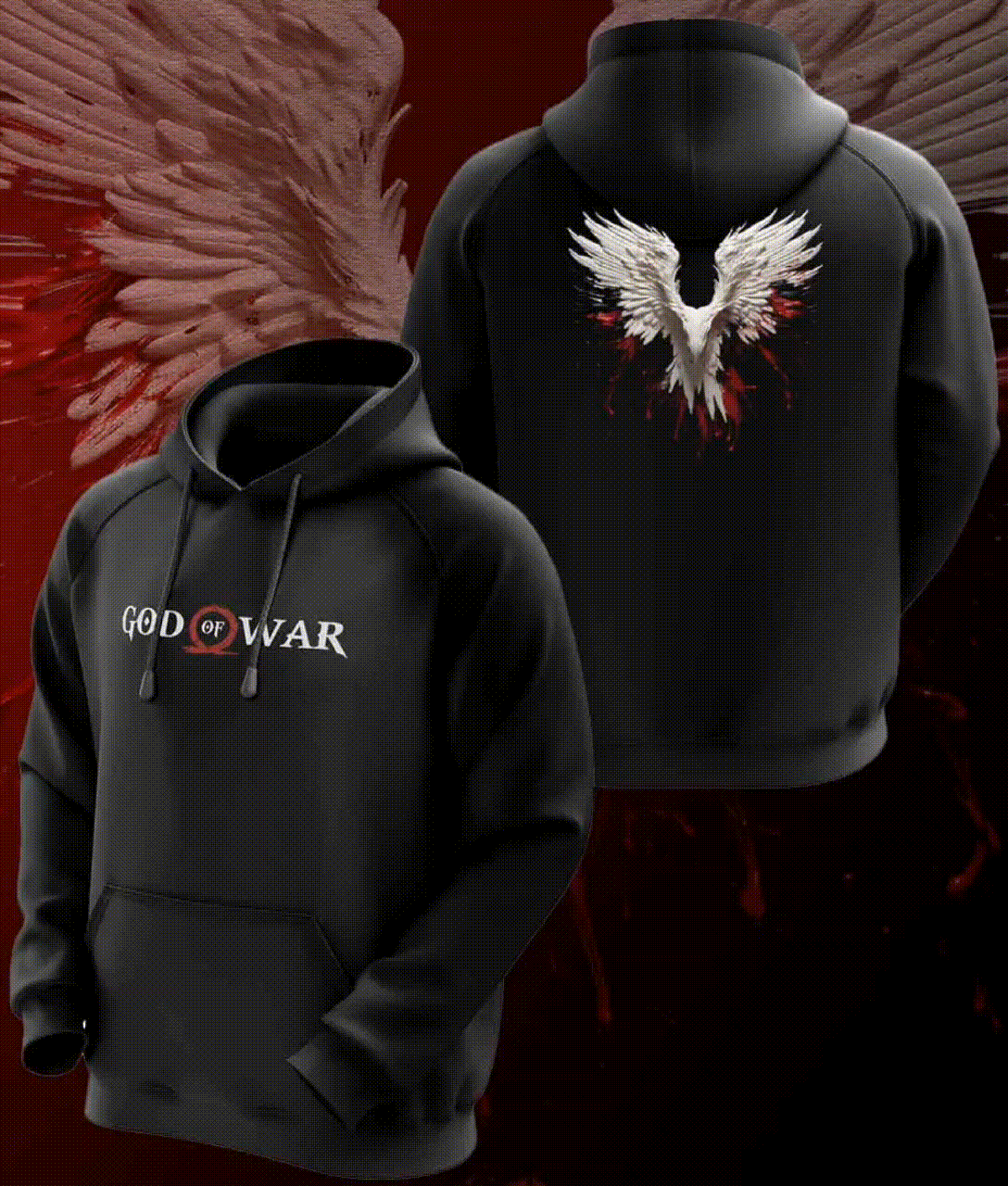 fanideaz Mens Cotton Graphic GOD OF WAR Printed Hooded Sweatshrits for Men