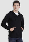 fanideaz Rich Cotton Sweatshirt Classic Black Henley Button Hoodies for Men Stylish