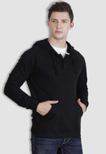 Load image into Gallery viewer, fanideaz Rich Cotton Sweatshirt Classic Black Henley Button Hoodies for Men Stylish