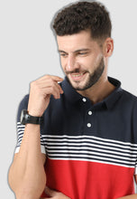 Load image into Gallery viewer, fanideaz Branded Men’s Half Sleeve Red with White Contrast Striped Polo T shirt
