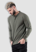 Load image into Gallery viewer, fanideaz Men’s Cotton Full Sleeve Henley Classic Olive T Shirts for Men
