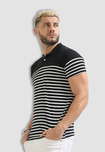 Load image into Gallery viewer, fanideaz Mens Cotton Half Sleeve Striped Polo T Shirt with Collar