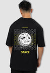 fanideaz Mens Half Sleeve Oversized Moon Printed Cotton Tshirt