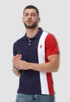 fanideaz Mens Cotton Half Sleeve Striped Polo Navy T Shirt with Collar