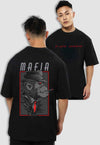 fanideaz Mens Half Sleeve Oversized Mafia Printed Cotton Tshirt
