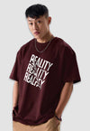 fanideaz Mens Half Sleeve Oversized Reality Printed Cotton Tshirt