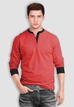 Load image into Gallery viewer, fanideaz Men’s Cotton Full Sleeve Henley Orange Melange T Shirts for Men
