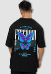 fanideaz Mens Half Sleeve Oversized Butterfly Printed Cotton Tshirt