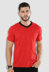 fanideaz Men’s Cotton Half Sleeve Classic Red V Neck T Shirt