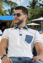 Load image into Gallery viewer, fanideaz Men&#39;s Denim Collar Premium Polo T Shirt with Denim Pocket
