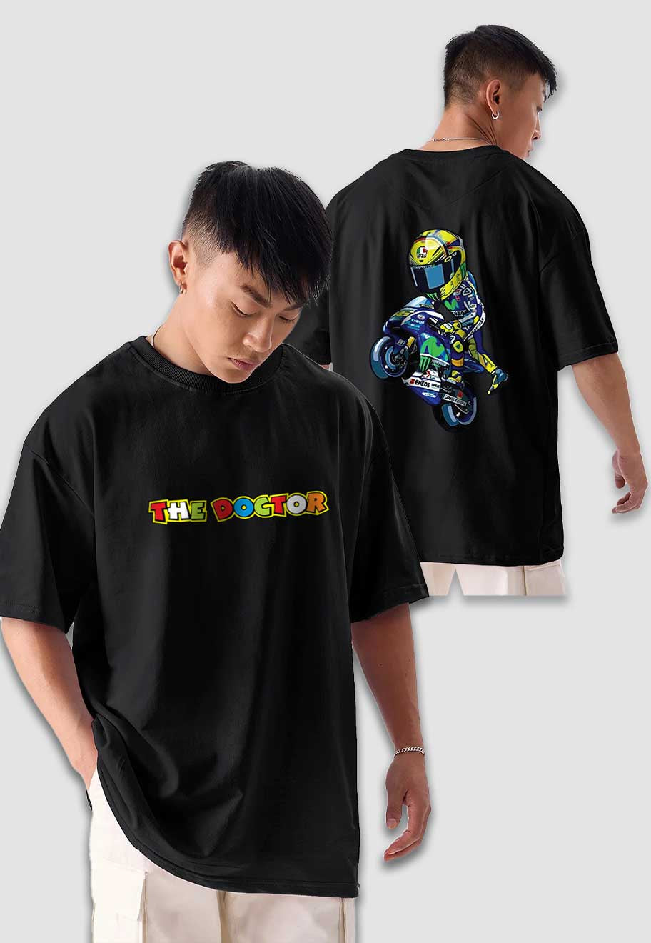 fanideaz Mens Half Sleeve Oversized Valentino Rossi Printed Cotton