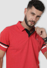 Load image into Gallery viewer, fanideaz Mens Cotton Half Sleeve Striped Polo Red T Shirt with Collar
